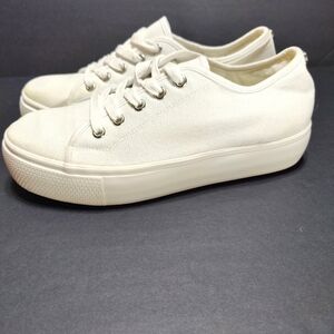 Steve Madden  Elore Off White Light Tan Lace Up Platform Sneaker Women's Shoe 9M